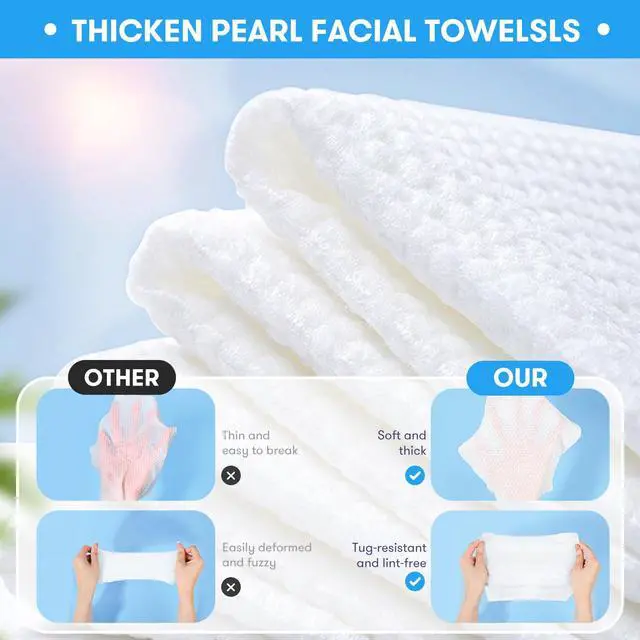 Alt view image 4 of 7 - Disposable Face Towel, Soft & Thick Lint-Free Biodegradable Face Towelettes, Makeup Remover Dry Wipes, Facial Tissue for Camping Travel Essentials, 25 Count