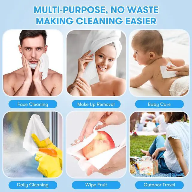 Alt view image 7 of 7 - Disposable Face Towel, Soft & Thick Lint-Free Biodegradable Face Towelettes, Makeup Remover Dry Wipes, Facial Tissue for Camping Travel Essentials, 25 Count