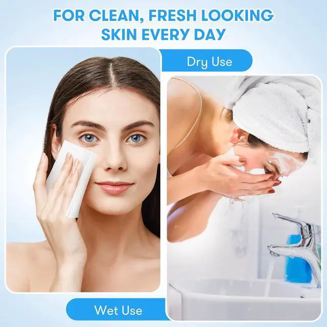Alt view image 6 of 7 - Disposable Face Towel, Soft & Thick Lint-Free Biodegradable Face Towelettes, Makeup Remover Dry Wipes, Facial Tissue for Camping Travel Essentials, 25 Count