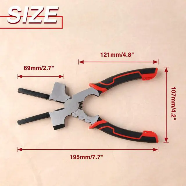 Alt view image 4 of 7 - Professional MIG Welding Pliers with Measurement Holes, 7-in-1 Multi-Function Welding Pliers Welding Hand Tool for Nozzle Tip Removal Installation, Scraping Spatter, Wire Drawing and Cutting