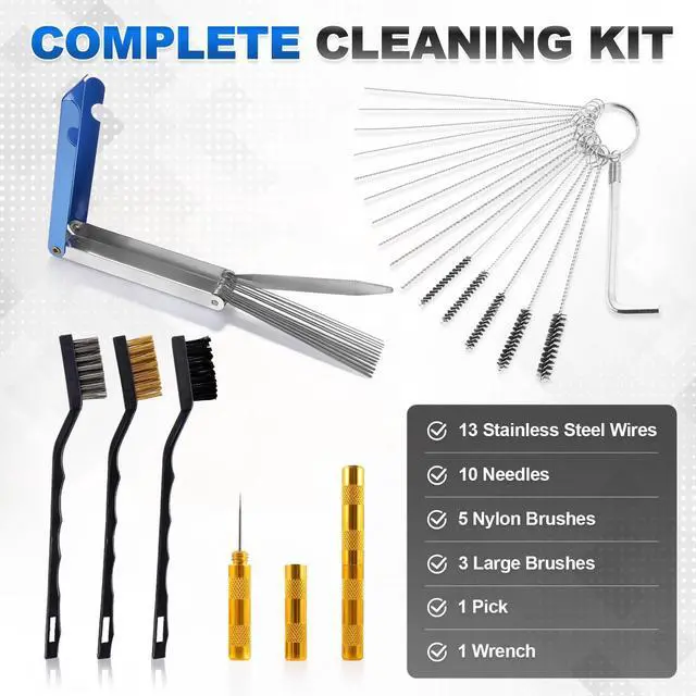 Alt view image 2 of 7 - Premium Carburetor Cleaning Kit, Stainless Steel Torch Tip Cleaner with 13 Wires, 10 Needles, 5 Nylon Brushes, 3 Large Brushes, Pick & Wrench Set for Motorcycle ATV Lawn Mower Small Engine