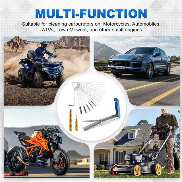 Alt view image 6 of 7 - Premium Carburetor Cleaning Kit, Stainless Steel Torch Tip Cleaner with 13 Wires, 10 Needles, 5 Nylon Brushes, 3 Large Brushes, Pick & Wrench Set for Motorcycle ATV Lawn Mower Small Engine