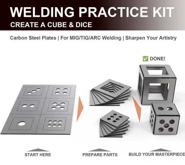 Alt view image 3 of 7 - 12-Piece Welding Practice Coupons Steel, 17 Gauge Thickness, Comprehensive Welding Training Kit, Enhancement Welding Skill Steel