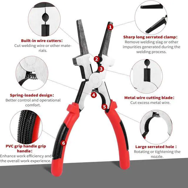 Alt view image 3 of 5 - 8"MIG Welding Pliers, Multi-functional Carbon Steel MIG Welding Pliers with Insulated Handle, Long Nose Wire Cutting Tools - Reliable and Durable (1Pack)