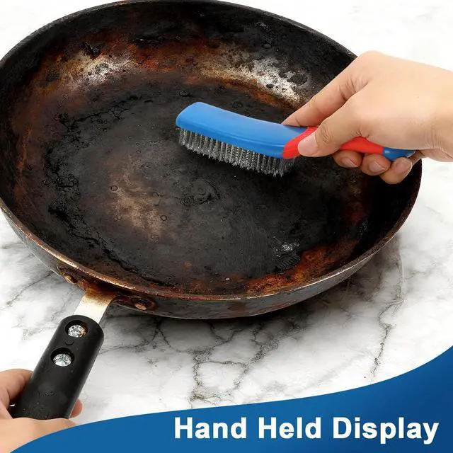 Alt view image 7 of 7 - 4-Pack Heavy Duty Wire Brush and Scraper Set, 3 Stainless Steel Scratch Brushes & 1 Metal Scraper for Aggressive Cleaning, Rust, Paint Removal, Grill, Kitchen, Auto, DIY with Non-Slip Handle