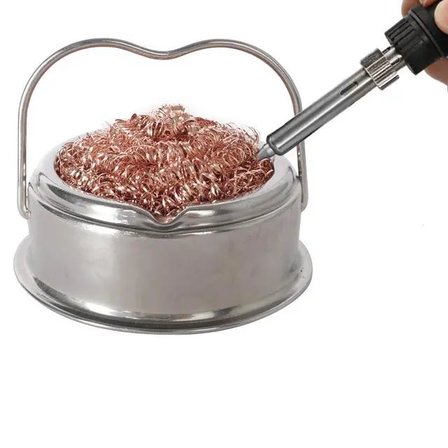 Alt view image 4 of 7 - Welding Soldering Iron Tip Cleaner Kit, Solder Tip with Cleaning Brass wire sponge, W/Stand Set Holder Black with 4 PCS Solder Tip Cleaning Wire and 1 portable PC Holder, No Water Needed