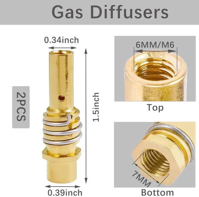 Alt view image 4 of 7 - MIG Welder MB15 AK MIG Welding Gun Accessory Kit 14 PCS Contact Tip .024'' 0.6MM, .030" 0.8MM, .040" 1.0MM M6 Tips Holder Difuser Gas Nozzles Welder Replacement Parts for MIG Welding Torch