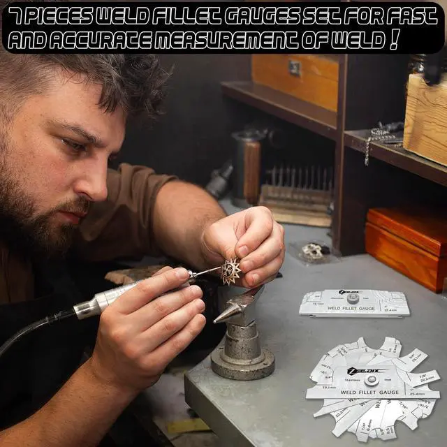 Alt view image 7 of 7 - Metal Fillet Weld Gauge Set, Stainless Steel Welding Inspection Gauge Tool(1/8" - 1") Ulnar Metric & Inch