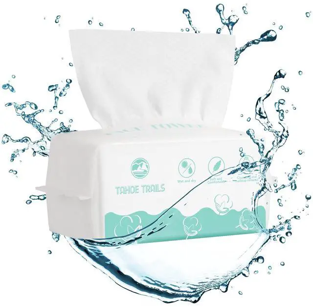 Main image of Disposable Face Towel, Soft Dry Wipe, Lint Free, Dry Wet Use for Sensitive Skin, 80Count Cotton Facial Tissue, Makeup Removing, Surface Cleaning 5.91 * 7.87inch, 80