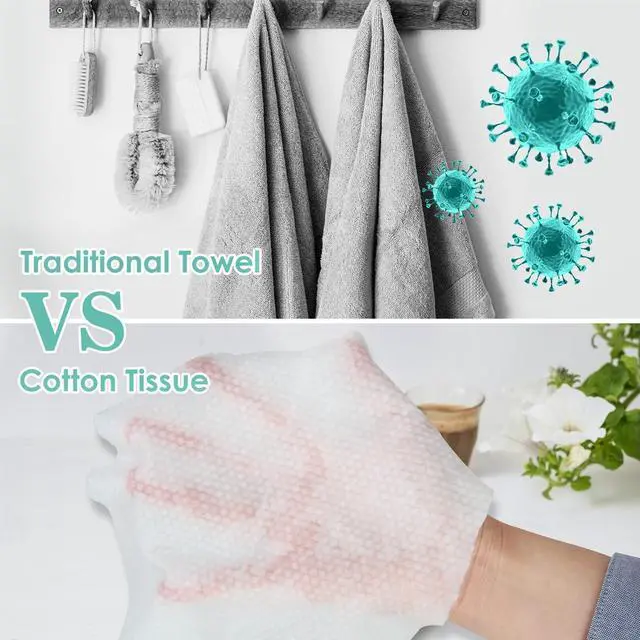 Alt view image 3 of 7 - Disposable Face Towel, Soft Dry Wipe, Lint Free, Dry Wet Use for Sensitive Skin, 80Count Cotton Facial Tissue, Makeup Removing, Surface Cleaning 5.91 * 7.87inch, 80
