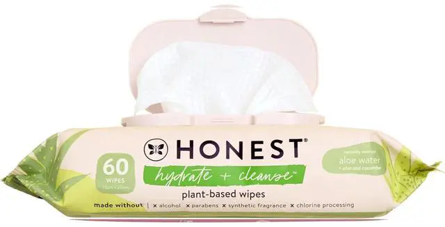 Main image of Hydrate and Cleanse Naturally Scented Wipes, Cleansing Multi-Tasking, 99% Water, Plant Based, Hypoallergenic, Aloe Cucumber, 60 Count