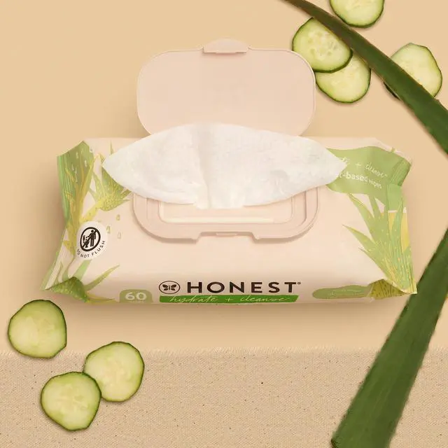 Alt view image 2 of 7 - Hydrate and Cleanse Naturally Scented Wipes, Cleansing Multi-Tasking, 99% Water, Plant Based, Hypoallergenic, Aloe Cucumber, 60 Count