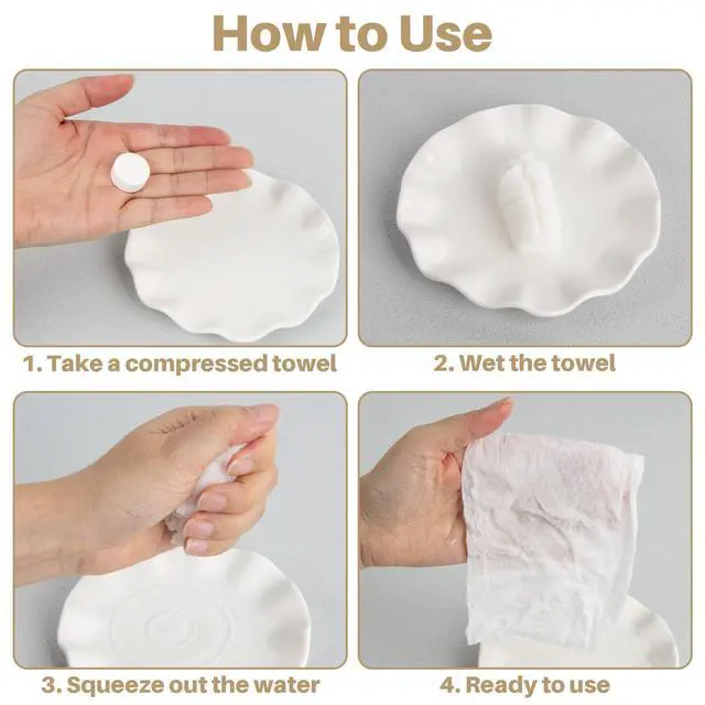 Alt view image 5 of 7 - 100 Compressed Towel Tablets - Disposable Face Washcloths Fast Drying Lightweight for Adult Camping Hiking Facial Mini Makeup Wipe Coin Tissues Travel Hotel Cleaning Supplies