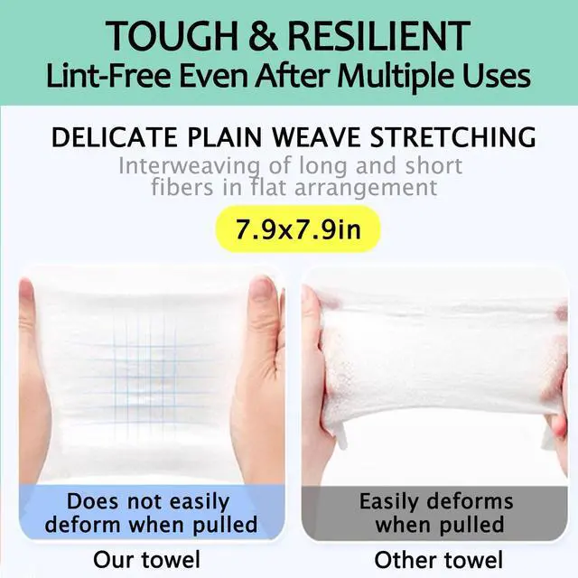 Alt view image 2 of 7 - 80 Count Disposable Face Towels, Cotton Tissue, Biodegradable Facial Cleansing Towels, Ultra Soft & Thick Cloth for Sensitive Skin, Makeup Remover Dry Wipes, 20 * 20cm