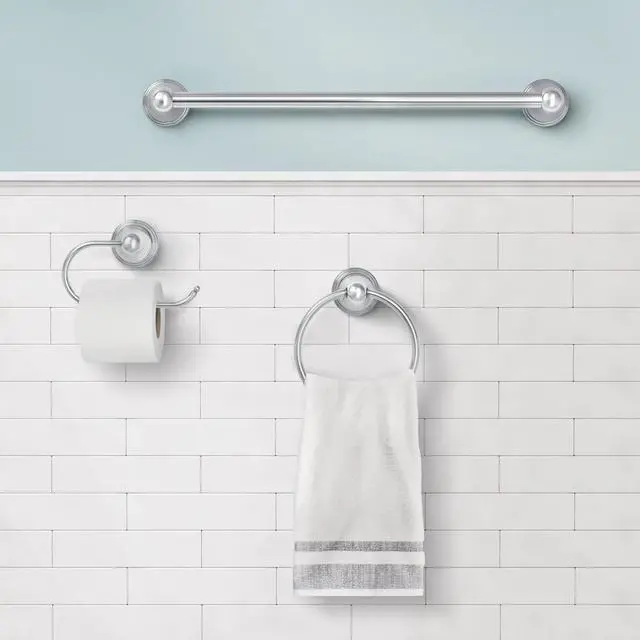 Alt view image 2 of 7 - Preston Collection Polished Chrome Bathroom Hand-Towel Ring, Wall Mounted Towel Holder, DN8486CH
