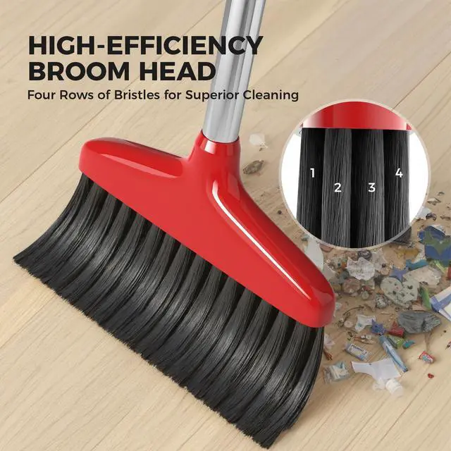 Alt view image 2 of 7 - Handy Broom, Indoor/Outdoor Brooms, Duty Kitchen Broom, for Home Garage Kitchen Office Courtyard Lobby Patio Lawn Concrete (1, Red)