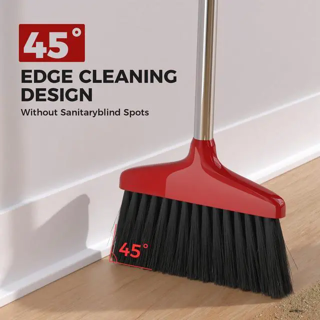 Alt view image 4 of 7 - Handy Broom, Indoor/Outdoor Brooms, Duty Kitchen Broom, for Home Garage Kitchen Office Courtyard Lobby Patio Lawn Concrete (1, Red)