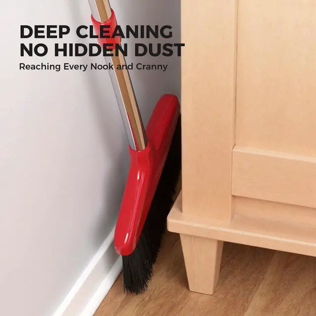 Alt view image 6 of 7 - Handy Broom, Indoor/Outdoor Brooms, Duty Kitchen Broom, for Home Garage Kitchen Office Courtyard Lobby Patio Lawn Concrete (1, Red)
