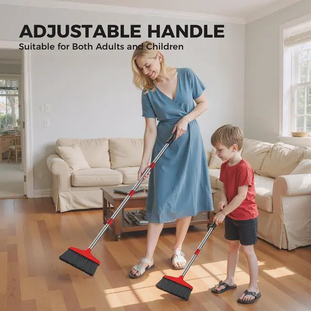 Alt view image 7 of 7 - Handy Broom, Indoor/Outdoor Brooms, Duty Kitchen Broom, for Home Garage Kitchen Office Courtyard Lobby Patio Lawn Concrete (1, Red)