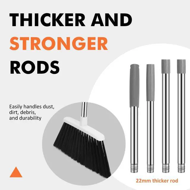 Alt view image 5 of 7 - Heavy Duty Broom, 55 Inch Long Handle Outdoor Large Angle Brooms, Commercial Broom for Sweeping Indoor, for Home Garage Kitchen Office Courtyard Lobby Patio Lawn Concrete(Grey&White)