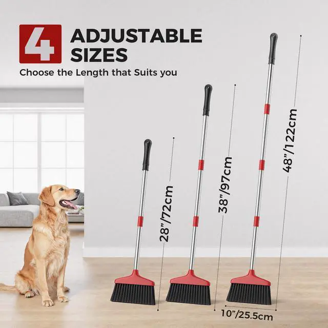Alt view image 7 of 7 - Handy Broom, Indoor/Outdoor Brooms, Duty Kitchen Broom, for Home Garage Kitchen Office Courtyard Lobby Patio Lawn Concrete (1, Red)