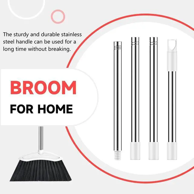 Alt view image 5 of 7 - Heavy Duty Broom, 54-inch Adjustable Long Handle Angle Brooms Large Brooms for Sweeping Indoor and Outdoor Commercial Broom for Home Kitchen Patio Garage Porch Courtyard Classroom, White