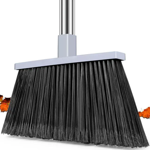 Main image of Broom, Outdoor Broom for Floor Cleaning, 58" Long Stainless Steel Handle, Hard Bristle Angle Broom for Sweeping Indoor, Commercial, Industrial, Garage, Kitchen