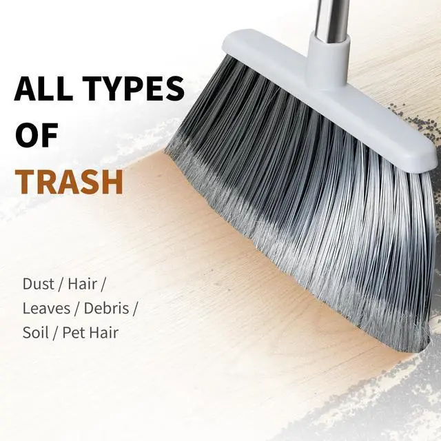 Alt view image 4 of 7 - Broom, Outdoor Brooms for Sweeping Indoor, Adjustable 55" Pet Hair Removal Heavy Duty Broom for Floors Home Kitchen Garage Commercial Patio Industrial Snow (Pack of 1)