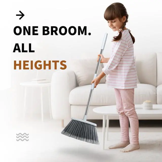 Alt view image 5 of 7 - Broom, Outdoor Brooms for Sweeping Indoor, Adjustable 55" Pet Hair Removal Heavy Duty Broom for Floors Home Kitchen Garage Commercial Patio Industrial Snow (Pack of 1)