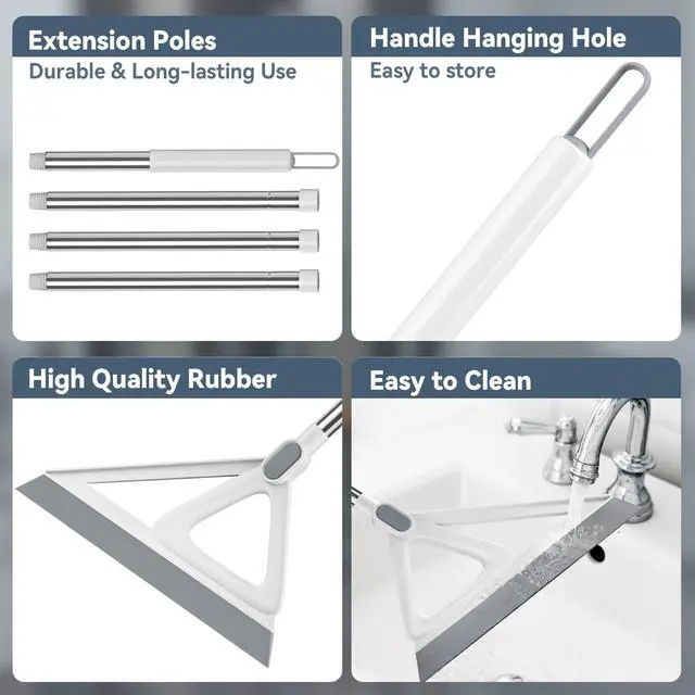 Alt view image 6 of 7 - Multifunction Magic Broom, Squeegee Broom for Floor, Rubber Silicone Broom for Floor Cleaning, Magic Broom Sweeper for Living Room, Kitchen, Bathroom-Easy Dry The Glass (Grey, 54 INCH)