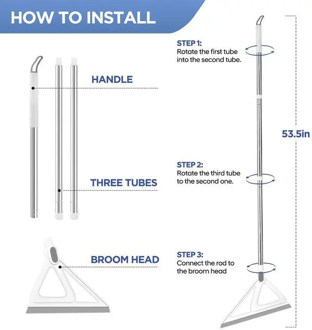 Alt view image 7 of 7 - Multifunction Magic Broom, Squeegee Broom for Floor, Rubber Silicone Broom for Floor Cleaning, Magic Broom Sweeper for Living Room, Kitchen, Bathroom-Easy Dry The Glass (Grey, 54 INCH)