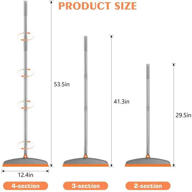 Alt view image 2 of 7 - Multifunction Silicone Broom, 54 Inch Long Handle Silicone Floor Squeegee Broom, Sweep and Scrape 2 in 1 Household Cleaning Rubber Broom for Floor, Bathrooms, Kitchens, Showers, Tile, Pet Hair, Glass