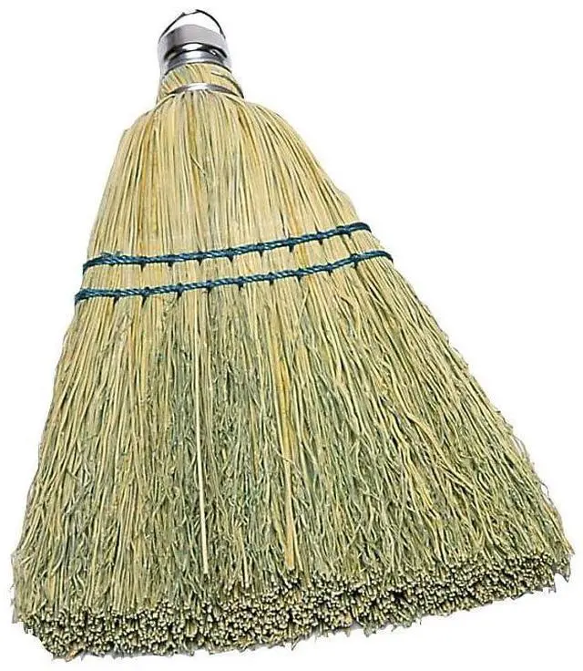 Main image of 12 Inch Corn Whisk Broom, Yellow, Flagged Natural Bristles for Multi-Surface Sweeping, Remove Dirt and Debris from Porches/Floors Decks/Driveways/Sidewalks