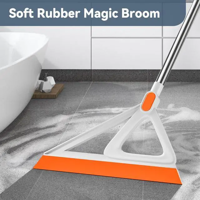 Alt view image 2 of 7 - Multifunction Magic Broom, Silicone Squeegee Broom for Floor, Rubber Broom Sweeper for Living Room, Kitchen, Bathroom-Easy Dry The Glass (Orange, 54 INCH)