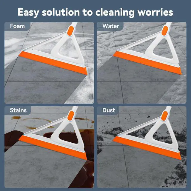 Alt view image 3 of 7 - Multifunction Magic Broom, Silicone Squeegee Broom for Floor, Rubber Broom Sweeper for Living Room, Kitchen, Bathroom-Easy Dry The Glass (Orange, 54 INCH)