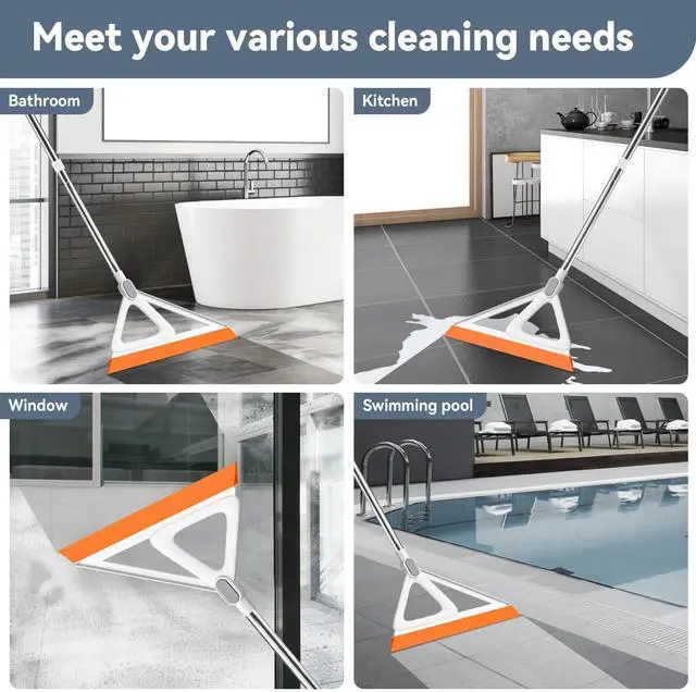 Alt view image 5 of 7 - Multifunction Magic Broom, Silicone Squeegee Broom for Floor, Rubber Broom Sweeper for Living Room, Kitchen, Bathroom-Easy Dry The Glass (Orange, 54 INCH)