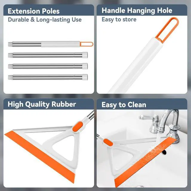 Alt view image 6 of 7 - Multifunction Magic Broom, Silicone Squeegee Broom for Floor, Rubber Broom Sweeper for Living Room, Kitchen, Bathroom-Easy Dry The Glass (Orange, 54 INCH)