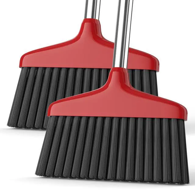 Main image of Handy Broom 2Pack, Indoor/Outdoor Brooms, Duty Kitchen Broom, for Home Garage Kitchen Office Courtyard Lobby Patio Lawn Concrete (2, Red)