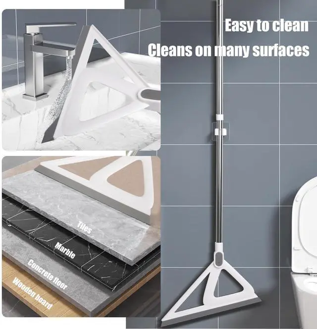 Alt view image 5 of 7 - Multifunction Silicone BroomSqueegee Broom Sweeping Water and Pet HairRubber Broom Sweeper for Floor Bathroom Kitchen ShowerRugsGlass WindowsWhite