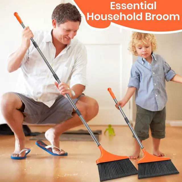 Alt view image 4 of 6 - Heavy-Duty Angle Broom for Floor Cleaning with 52" Long Handle Stiff Bristle Angle Commercial and Industrial Broom, Indoor Outdoor Broom for Garage Kitchen Office Lobby Patio