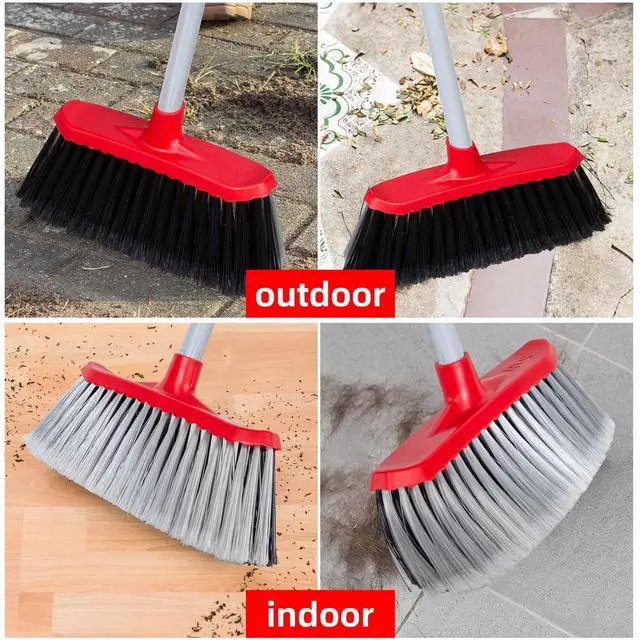 Alt view image 7 of 7 - Indoor Outdoor Broom, Unique Double-Sided Bristles Long Handle Heavy Duty Broom Perfect for Home and Courtyard Garage Lobby Mall Market Floor Home Kitchen Room Office Pet Hair Rubbish 51 Inch