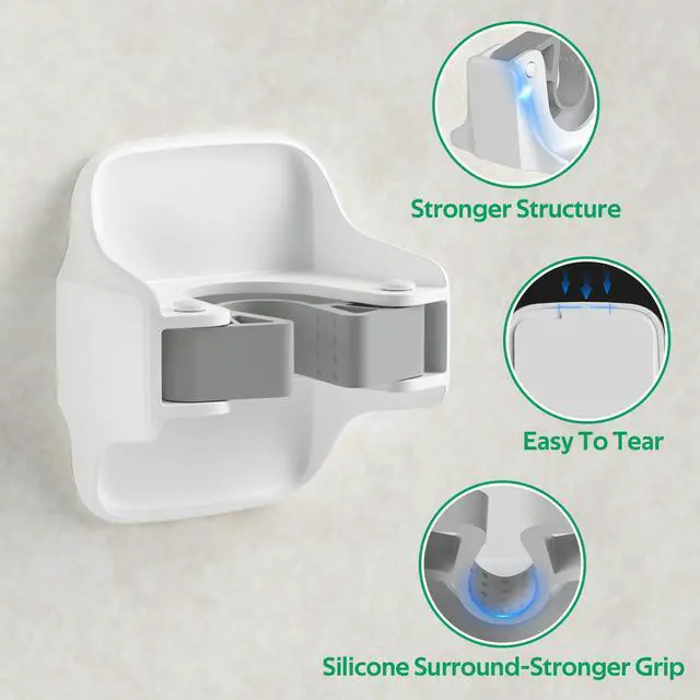 Alt view image 3 of 7 - 3 Pack Broom Holder Wall Mount Mop Grippers No Drilling Self Adhesive Anti-Slip Mop Handle Hanger Dustpan and Broom Organizer Garage Storage Racks-White