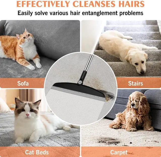 Alt view image 5 of 7 - Multifunction Silicone Broom, 54 Inch Long Handle Silicone Floor Squeegee Broom, Sweep and Scrape 2 in 1 Household Cleaning Broom for Floor, Bathrooms, Kitchens, Showers, Tile, Pet Hair, Black Grey