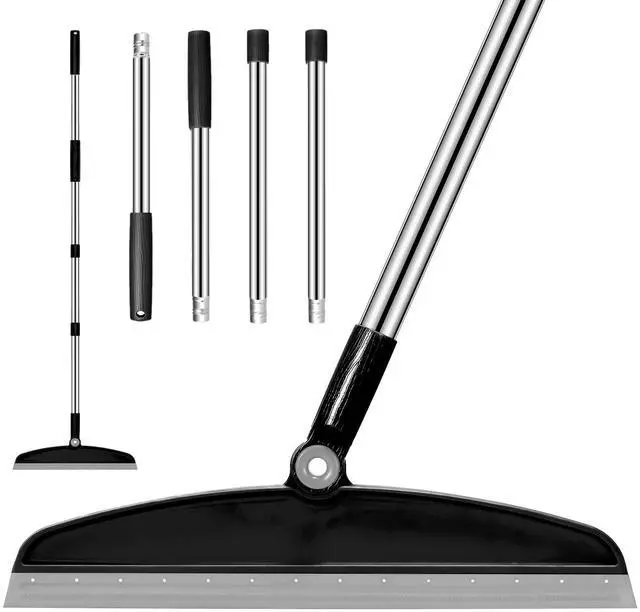 Main image of Multifunction Silicone Broom, 54 Inch Long Handle Silicone Floor Squeegee Broom, Sweep and Scrape 2 in 1 Household Cleaning Broom for Floor, Bathrooms, Kitchens, Showers, Tile, Pet Hair, Black Grey
