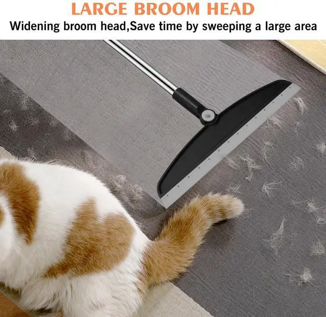 Alt view image 6 of 7 - Multifunction Silicone Broom, 54 Inch Long Handle Silicone Floor Squeegee Broom, Sweep and Scrape 2 in 1 Household Cleaning Broom for Floor, Bathrooms, Kitchens, Showers, Tile, Pet Hair, Black Grey