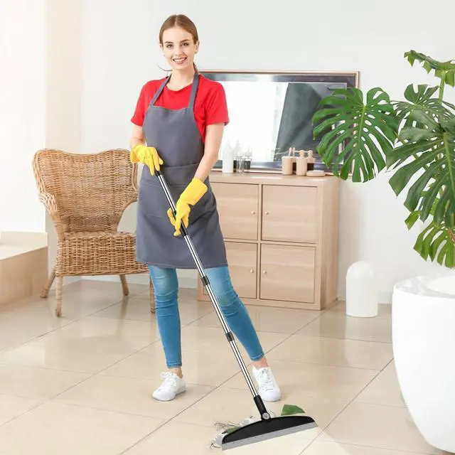 Alt view image 7 of 7 - Multifunction Silicone Broom, 54 Inch Long Handle Silicone Floor Squeegee Broom, Sweep and Scrape 2 in 1 Household Cleaning Broom for Floor, Bathrooms, Kitchens, Showers, Tile, Pet Hair, Black Grey