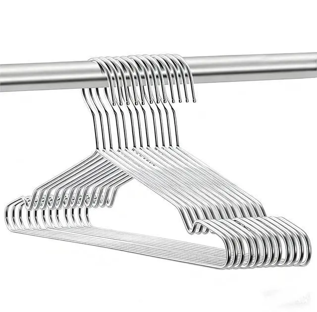 Main image of Coat Hangers Clothes 10 Pack Wire Hangers Heavy Duty Stainless Steel Hangers with Non Slip Grooves, 16.5 Inch Ultra Thin Metal Hangers Space Saving Clothing Hanger