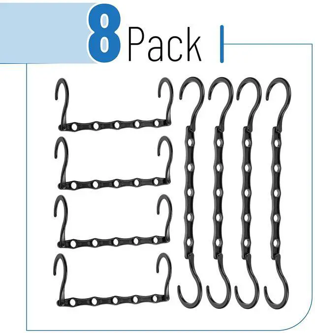 Alt view image 2 of 7 - Space Saving Hangers, 8 pcs, 360° Rotating Hooks, Magic Cascading Hanger Organizer with 5 Enclosed Slots, Closet Organizers and Storage for Clothes, College Dorm Room Essentials