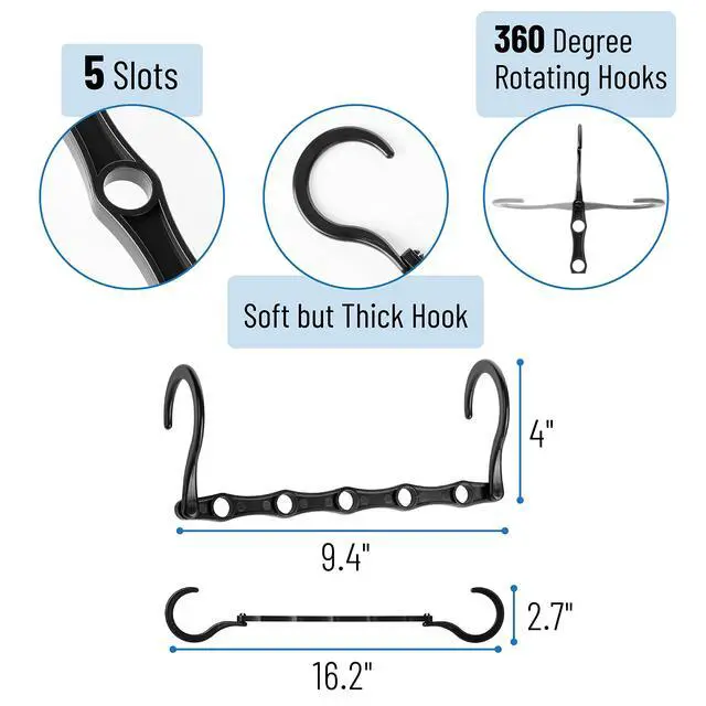Alt view image 3 of 7 - Space Saving Hangers, 8 pcs, 360° Rotating Hooks, Magic Cascading Hanger Organizer with 5 Enclosed Slots, Closet Organizers and Storage for Clothes, College Dorm Room Essentials