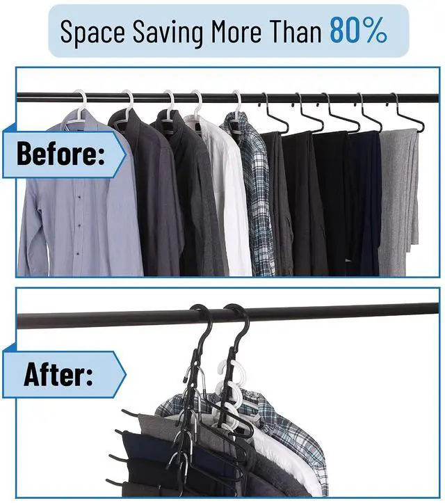Alt view image 7 of 7 - Space Saving Hangers, 8 pcs, 360° Rotating Hooks, Magic Cascading Hanger Organizer with 5 Enclosed Slots, Closet Organizers and Storage for Clothes, College Dorm Room Essentials